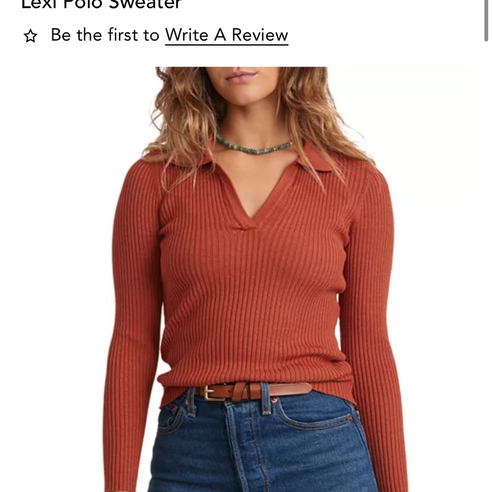 Marine Layer Polo Sweater in Rust